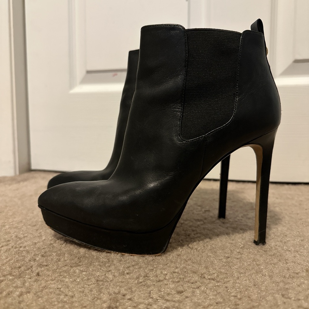 Michael Kors Black Leather Platform Ankle Boots